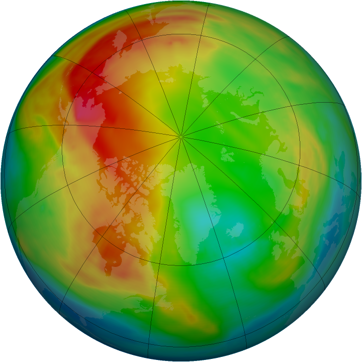 Arctic ozone map for 22 January 2007